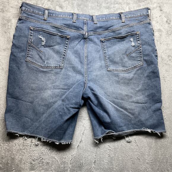 Men's True Nation Athletic Fit Y2k Bermuda Blue Jean Shorts Sz 50 Distressed - Picture 5 of 8